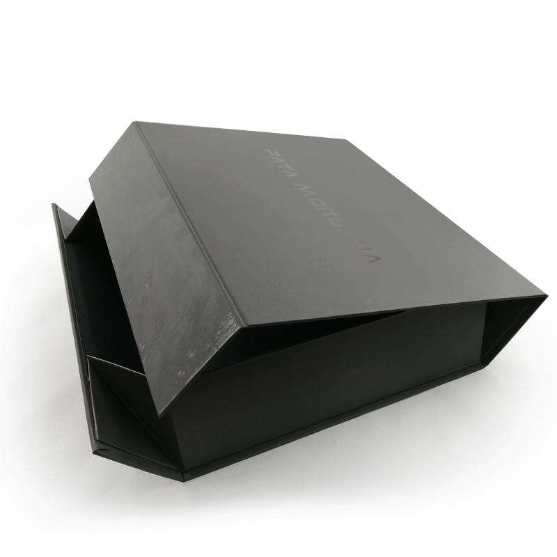 Classy Black Cardboard Apparel Boxes With Magnetic Closure