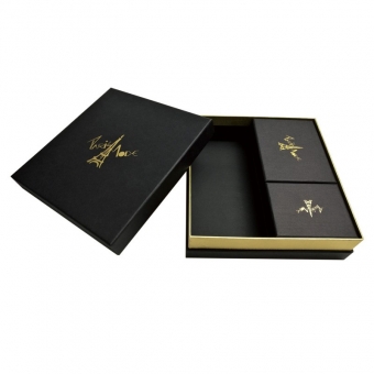 black big rigid box with gold cuff packing gift box with lids