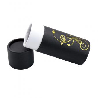 Custom gold logo black cardboard small round box