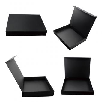 Black simple no logo plain small flat cardboard foldable boxes