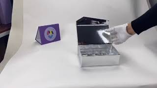 Custom Printed Metallic Silver Card Magnetic Gift Box with Plastic Insert