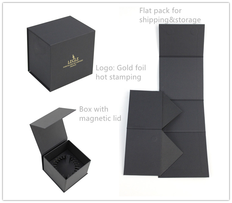 Black candle box with gold logo