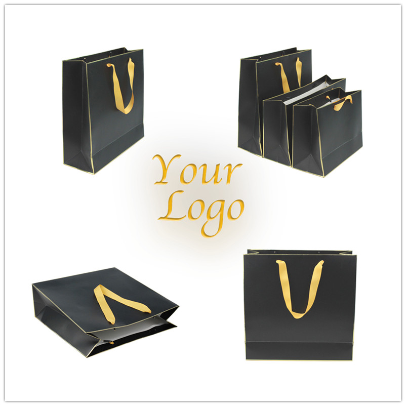 black paper bag with your own logo