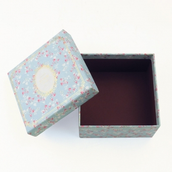 Custom blue romantic flower pattern gift lid and base box